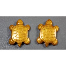 2pc Pearl Gold Turtle Resin Flatback Cabochon 27x20mm