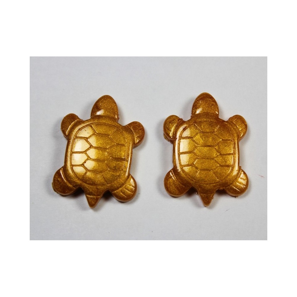 Pearl Gold Turtle Resin Flatback Cabochon 27x20mm