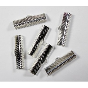 6pc Ribbon EndsSilver Plate 25mm