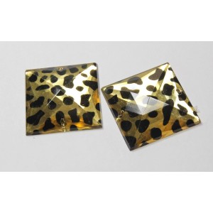 2pc Sew On Leopard Spots Aquare Gems 20mm