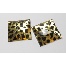 2pc Sew On Leopard Spots Square Gems 20mm