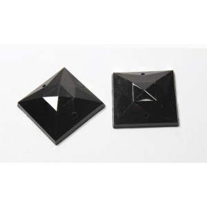 2pc Sew OnJet Black Square Gems 20mm