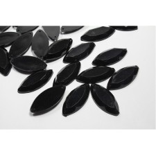 Sew On Jet Black Horse Eye Gems 28x15mm 4pc