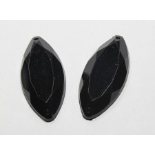 2pc Sew On Black Horse Eye Gems 28x15mm