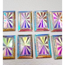 AB Faceted Rectangle Acrylic Flatback Gems - 30x20mm - 6pcs