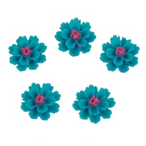 1pc Grab Bin - Turquoise Blue Resin Flatback Flower 12mm