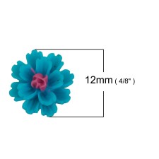 1pc Grab Bin - Turquoise Blue Resin Flatback Flower 12mm