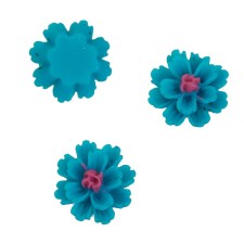 1pc Grab Bin - Turquoise Blue Resin Flatback Flower 12mm