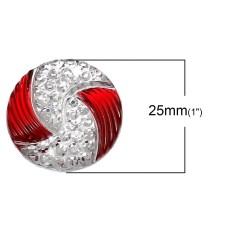 1pc Grab Bin - Red 2 Color Swirl Round Gem 25mm