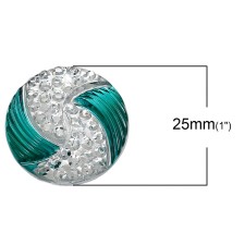 1pc Grab Bin - Green 2 Color Swirl Round Gem 25mm