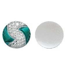 1pc Grab Bin - Green 2 Color Swirl Round Gem 25mm