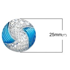 1pc Grab Bin - Blue 2 Color Swirl Round Gem 25mm