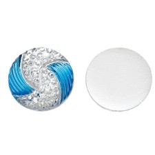 1pc Grab Bin - Blue 2 Color Swirl Round Gem 25mm