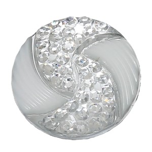 White/clear 2 Color Swirl Round Gem 25mm
