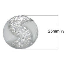 1pc Grab Bin - White/clear 2 Color Swirl Round Gem 25mm