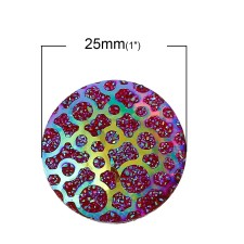 1pc Grab Bin -  	Resin Dome Cabochon Round Flatback Red AB Color Loop 25mm(1")