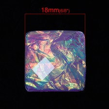 1pc Grab Bin - Faux Opal Purple Resin Dome Cabochon Square Flatback 18x18mm