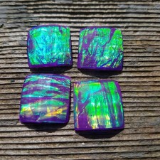 4pc Grab Bin - Faux Opal Purple Resin Dome Cabochon Square Flatback 18x18mm