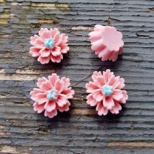 Embellishment Flatback Flower, Light Pink, 12mm,  Resin  - 10pc 