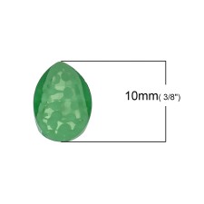 Resin Cabochon Embellishments Teardrop Green Spot Faceted 10mm( 3/8") x 7mm( 2/8")