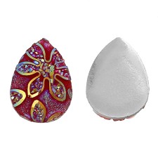 1pc Grab Bin -  	Resin Dome Cabochon Teardrop Flatback Red AB Color Flower 18mm x13mm( 6/8" x 4/8")