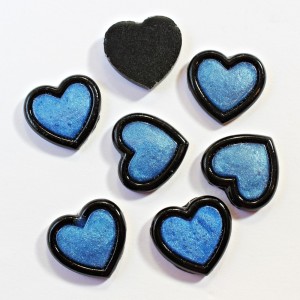 1pc Grab Bin - Blue with Black Double Hearts Flatback 18x18mm