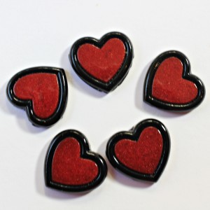 1pc Grab Bin - Dark Red with Black Double Hearts Flatback 18x18mm