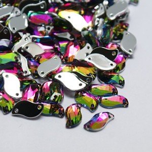 1pc Grab Bin - Acrylic Rhinestone Links, Flat Back and Faceted, Wave, Colorful, 20x10mm