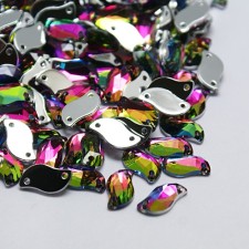 10pc Acrylic Rhinestone Links, Flat Back and Faceted, Wave, Colorful, 20x10mm