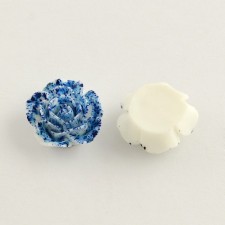 1pc Grab Bin - Spray Painted Resin Flower Cabochons, Deep Blue, 15x15mm
