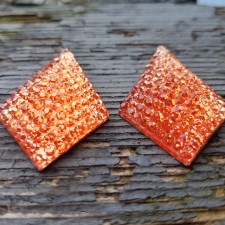 1pc Grab Bin - Faceted Bumpy Peach Diamond Shape Glue on Cabochon Gem 37x25mmmm