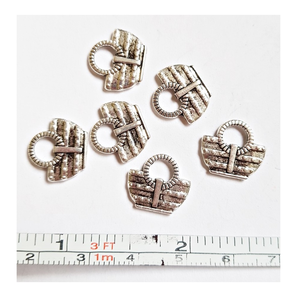 1pc Grab Bin - Pewter Picknic Baslet 14x12mm 1pc Grab Bin - Pewter Picknic Baslet 14x12mm
