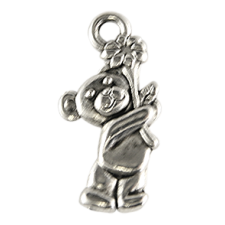 1pc Grab Bin - Pewter Teddy Bear 19x10mm