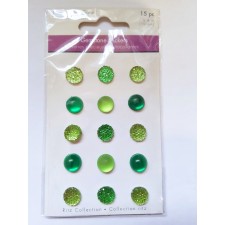 Assorted Green Self Stick Gem Stickers Flatback Emerald qty15