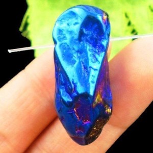 Blue Titanium Crystal Agate Druzy Quartz Geode Stone Pendant Bead
