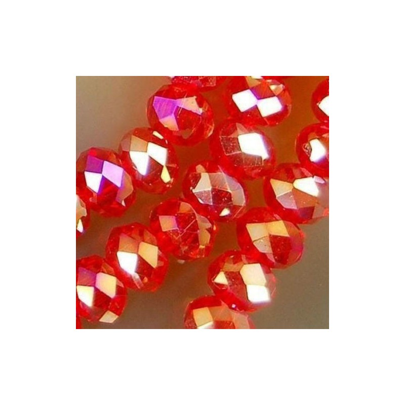 17.5" Strand 140pc Aprox - 4X3 mm Crystal Faceted Rondelle Beads - AB Red
