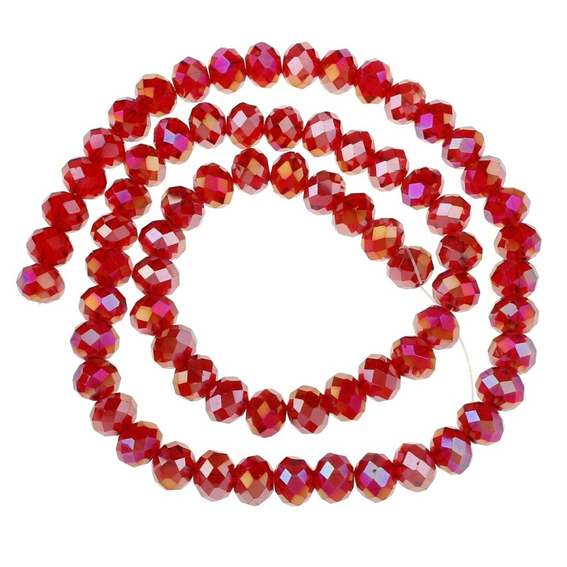 17.5" Strand 140pc Aprox - 4X3 mm Crystal Faceted Rondelle Beads - AB Red