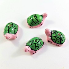 Handmade Porcelain Turtle Beads, Charms or Pendant 4pcs