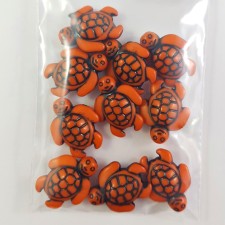 Acrylic Turtle Beads 18mm x 15mm - Orange (Pack of 10)