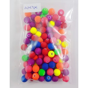 Acrylic Round Matte Neon Beads 6mm Assorted  (Pack of 100)