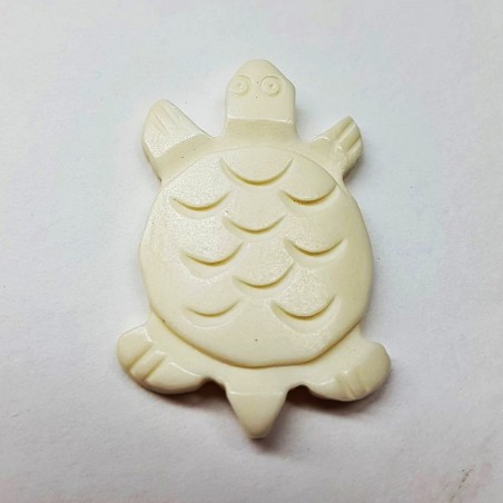 Hand-Carved Bone Turtle Pendant - White 45mm, Eco-Friendly, Jewelry Making Accessory