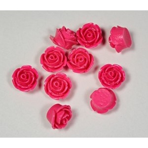 Resin Flower Roses Glue on Flatback 10mm - Fuchsia Pack of 10