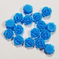 10mm Roses Resin Flower Cabochon Flatback  - Blue 20pcs