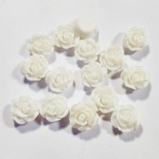 10mm Roses Resin Flower Cabochon Flatback  - White 20pcs
