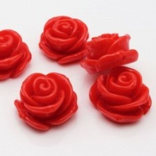 20pc Resin Flower Flatback 10mm - Red