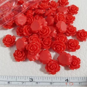 20pc Resin Flower Flatback 10mm - Red