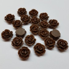 10mm Roses Resin Flower Cabochon Flatback  - Brown 20pcs