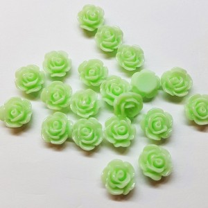 20pc Resin Cabochon Flatback Flower 10mm - Light Green