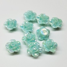 Acrylic Flower Beads, AB Iridescent Blue 15mm 25pcs