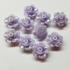 Acrylic Flower Beads, AB Iridescent Purple 15mm - 25pcs